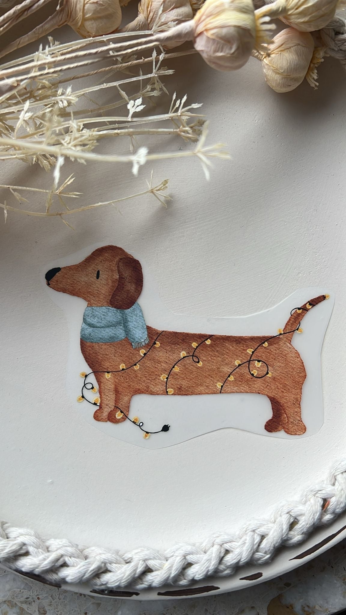 Bügelbild Dackel mit Lichterkette KF 100-0038-1 13cm breit