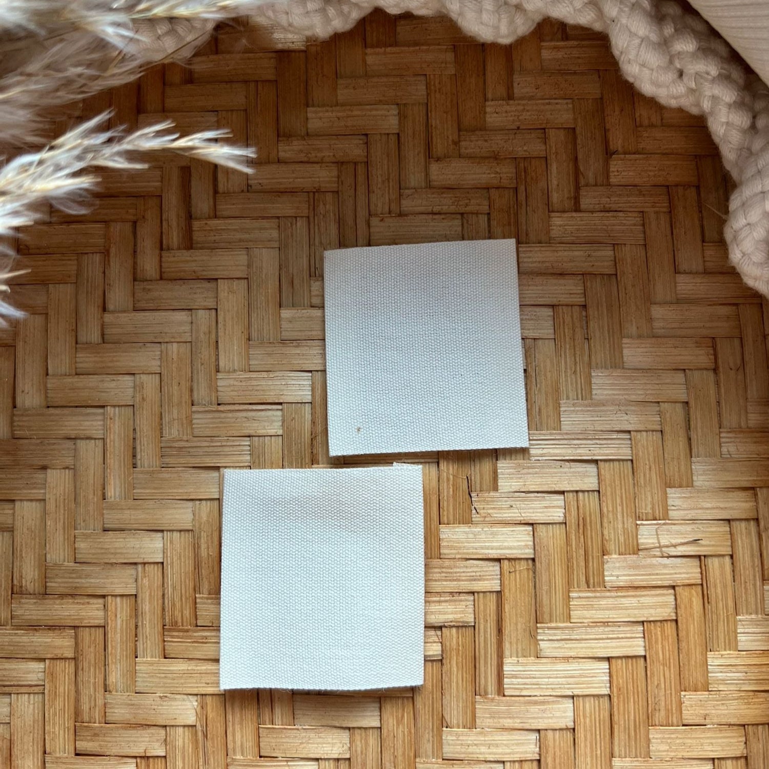 1 Set (5 Stück) Baumwolllabel blanko Patch 4x4cm 1600-0018 25-3.2