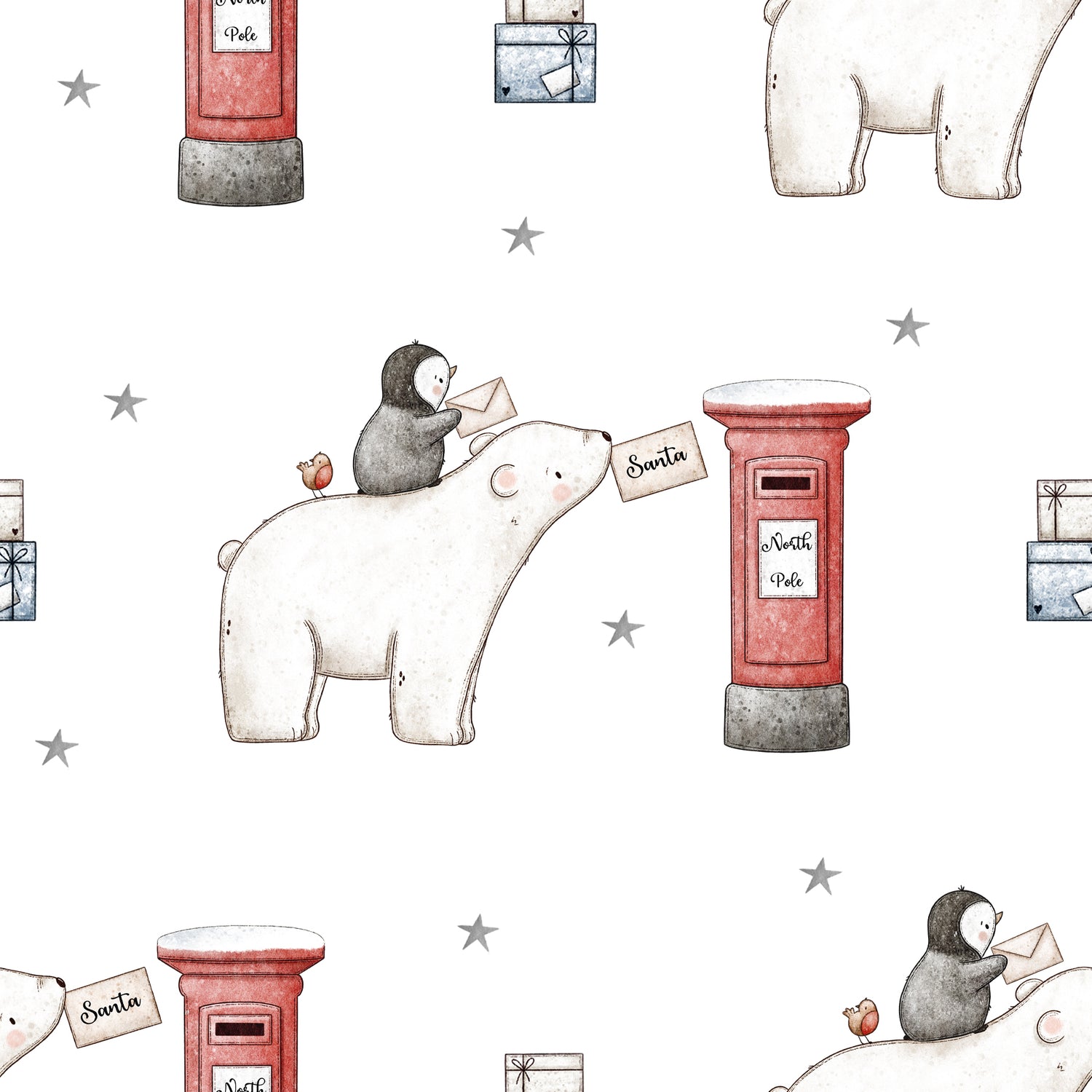 0.5m Lagerware Post an Santa weiß 24-0099