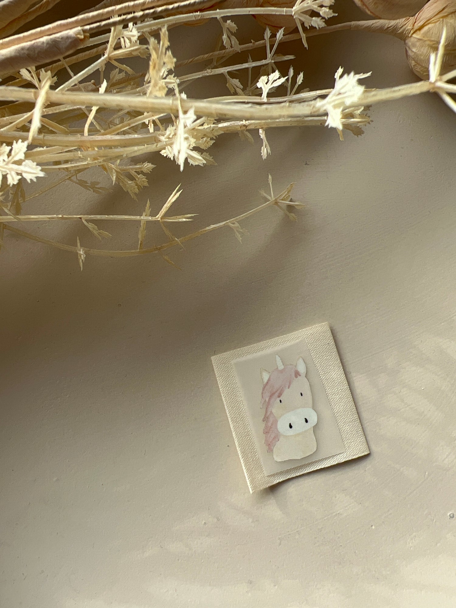 Bügelbild Einhornkopf beige KF 100-0030 3cm hoch+ Baumwolllabel 11-3.3