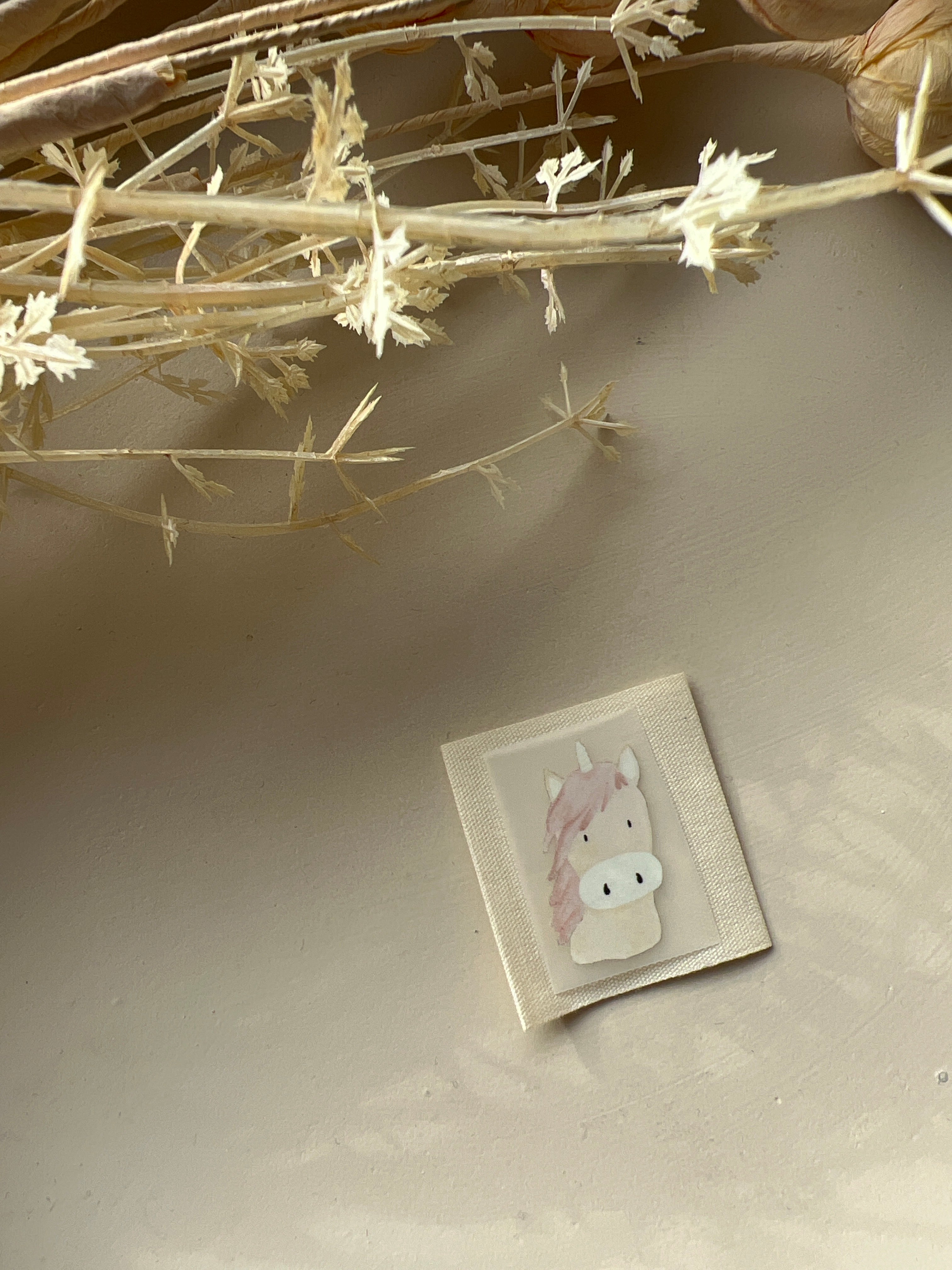 Bügelbild Einhornkopf beige KF 100-0030 3cm hoch+ Baumwolllabel 11-3.3