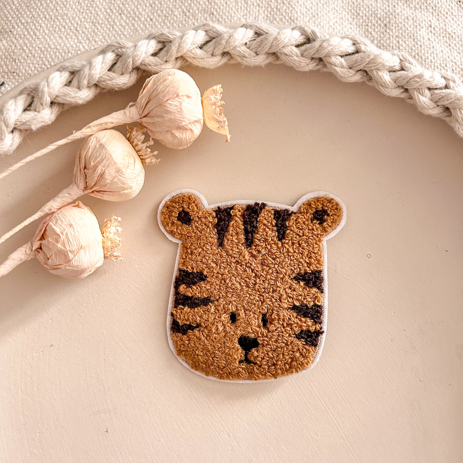 Chenillepatch Tigerkopf caramel Michelkids Höhe 7cm (zum Aufbügeln) 3100-0003 30-1