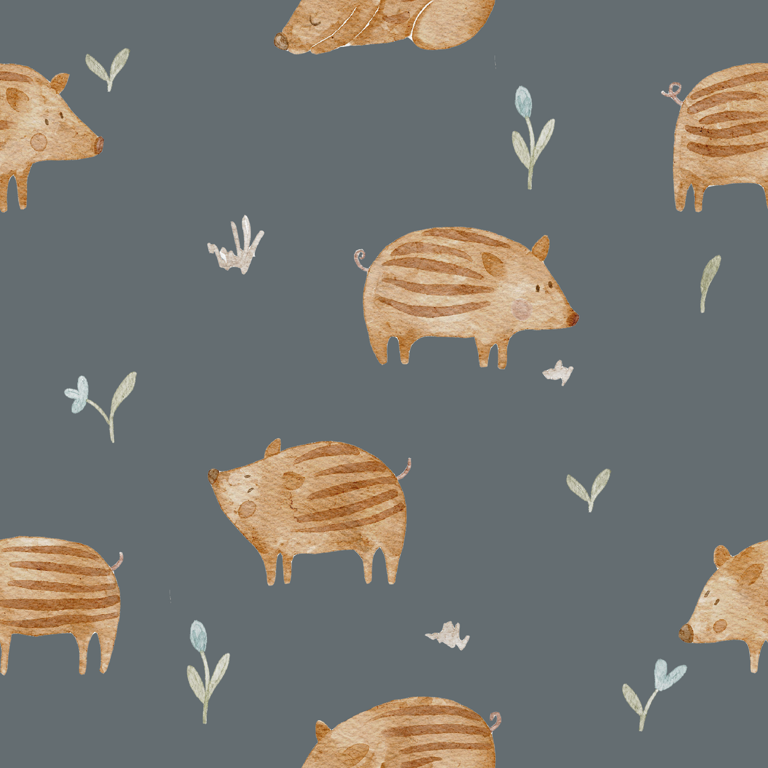 0.5m Lagerware Frischlingsliebe wenig Blumen Smokey Hejhanni 21-0023-1