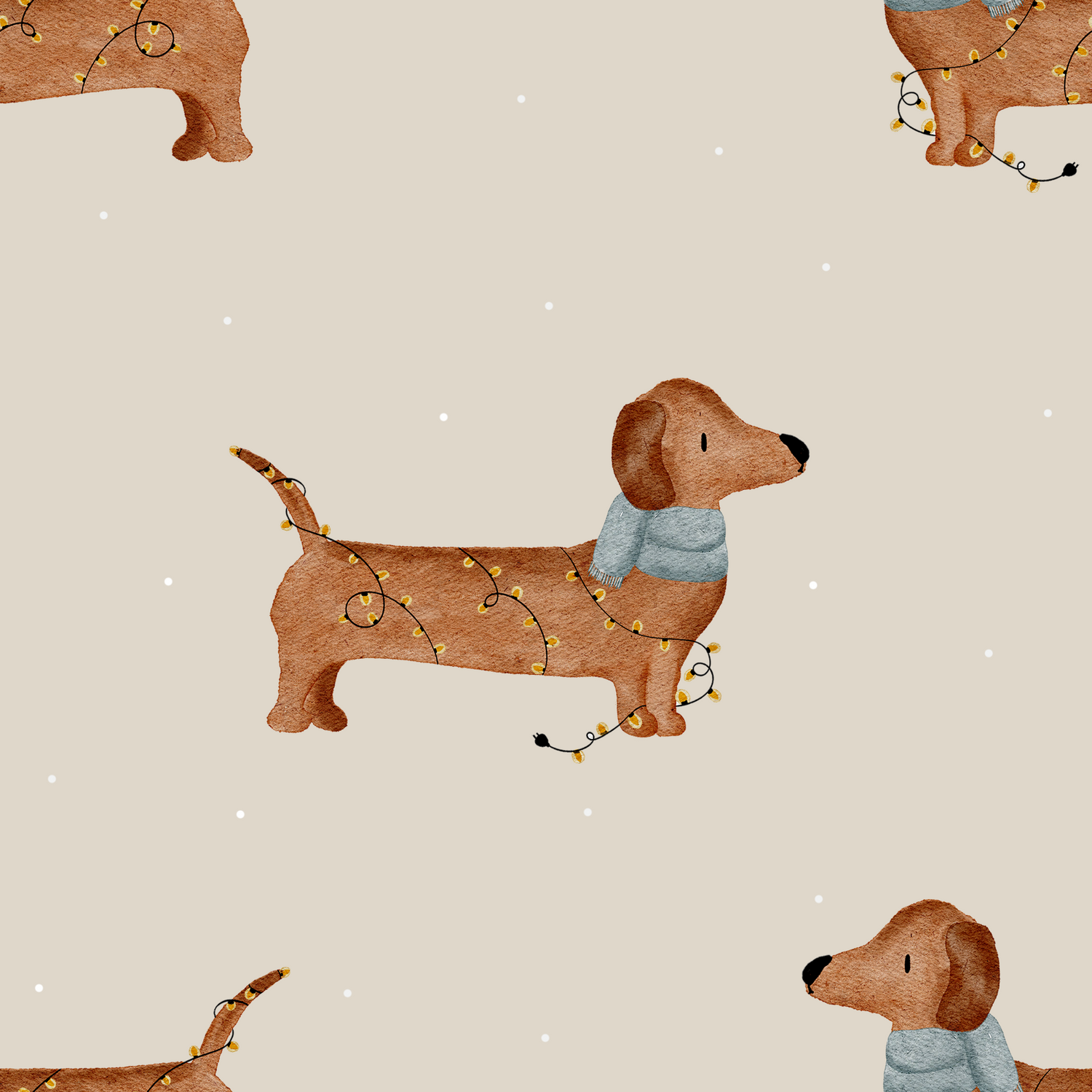 0.5m Lagerware Herr Dackel feiert Weihnachten Sand KF 23-0174