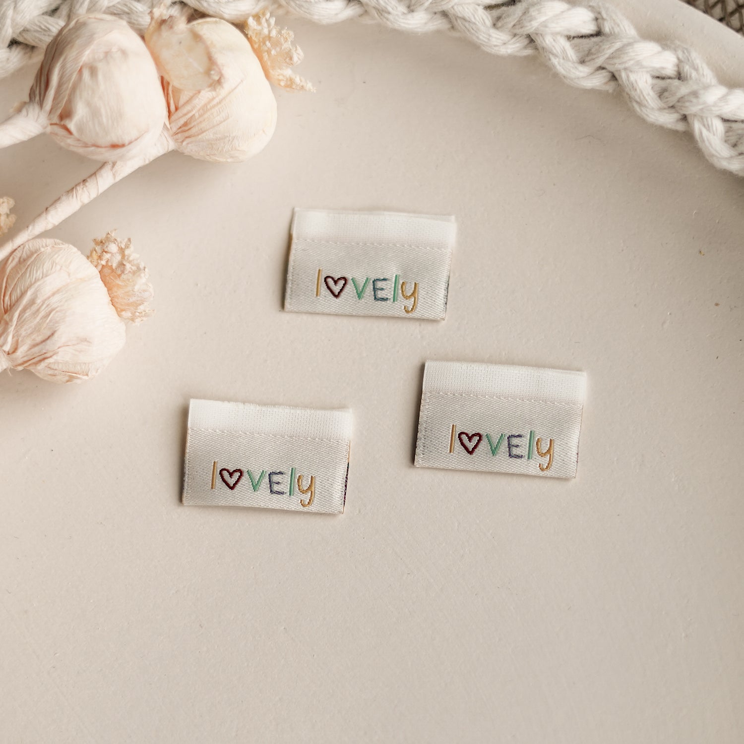 1 Set (5 Stück) doppelseitiges Weblabel crazy - lovely 1500-0003 26-3.3