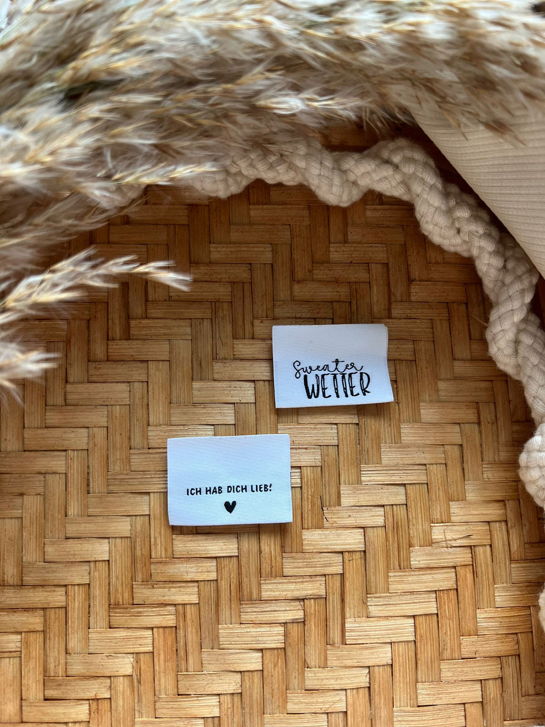 Set (5 Stück) Weblabel doppelseitig Sweater Wetter - Ich hab dich lieb Breite 3cm 1500-0017 17-6.3-7.2