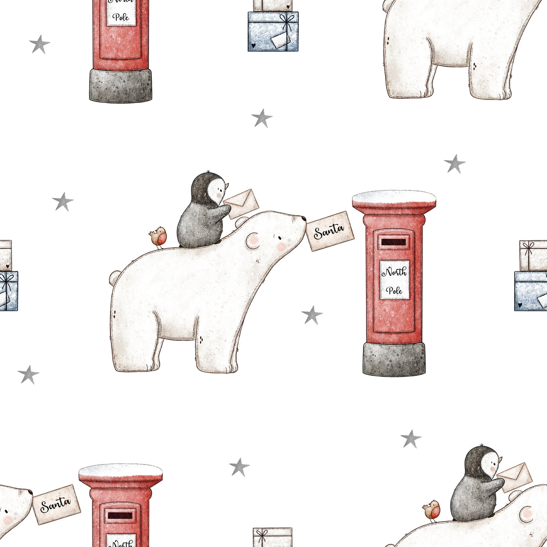 0.5m Lagerware Post an Santa weiß 24-0099