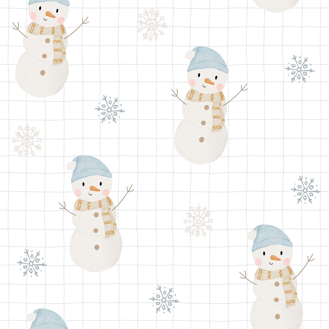 0.5m Vorbestellung let it snow -Schneemann alleine grid offwhite Hejhanni 25-0006