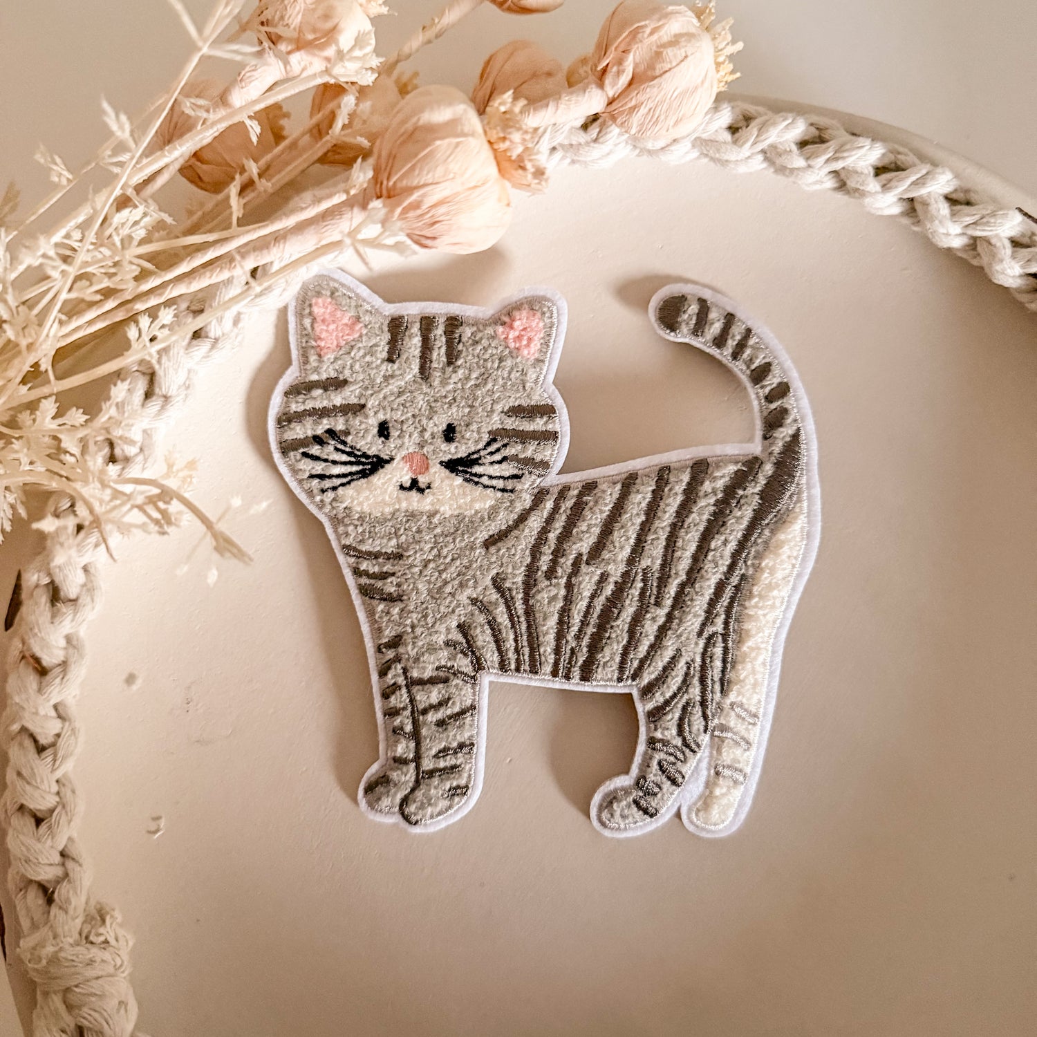 Chenillepatch Katze Schnurrbert KF Breite 12 (zum Aufbügeln) 3100-0056