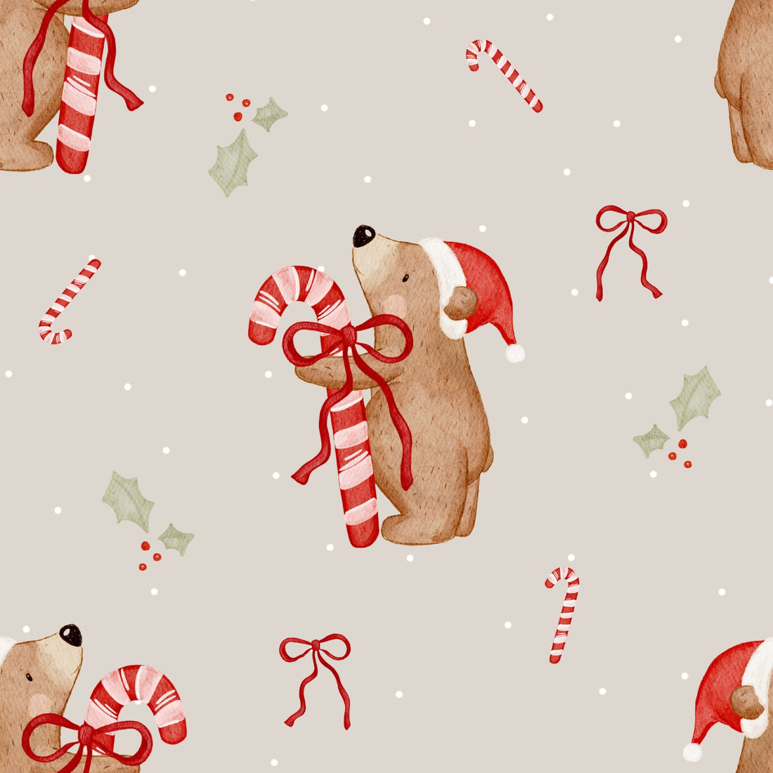 0.5m Vorbestellung Merry Bearmas (Bär mit Zuckerstange) Hej Hanni 26-0029