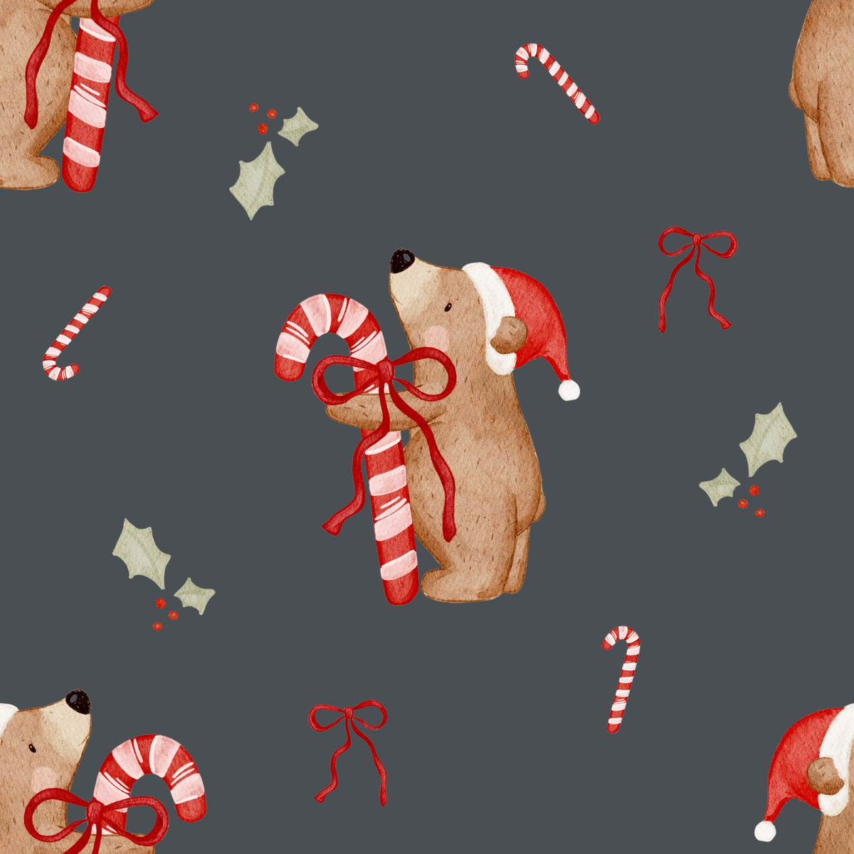 0.5m Vorbestellung Merry Bearmas (Bär mit Zuckerstange) Hej Hanni 26-0029