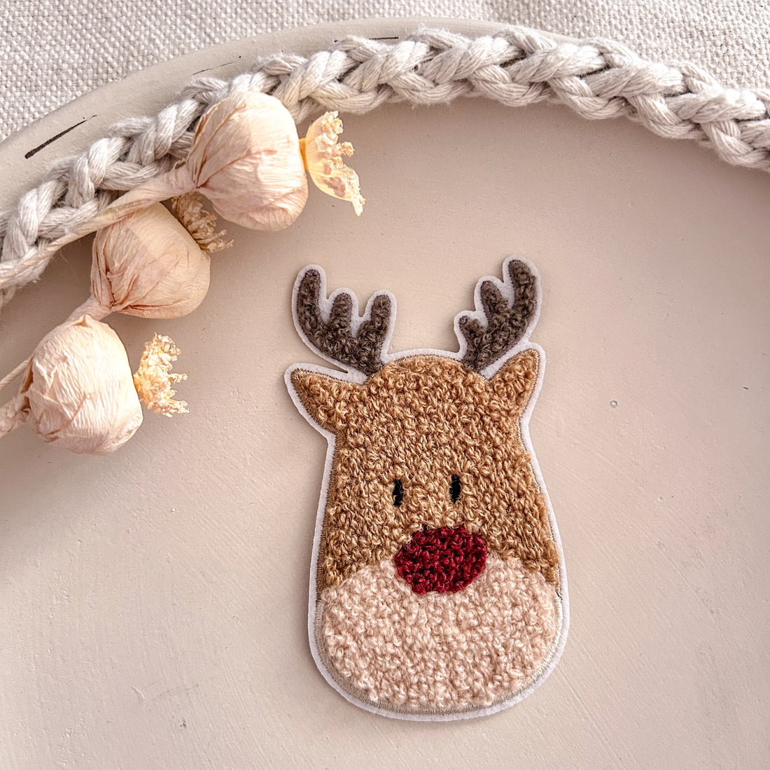 Chenillepatch Rentier Rudolph KF Höhe 10.5 cm (zum Aufbügeln) 3100-0029 31-1