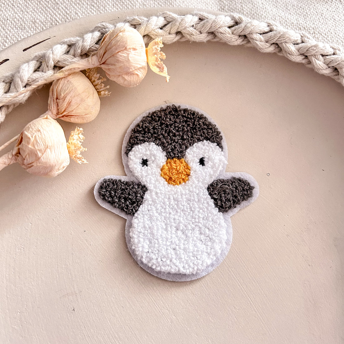 Chenillepatch Pitsch Patsch Pinguin ohne Bügeln Höhe 9,5cm 3100-0020 28-1