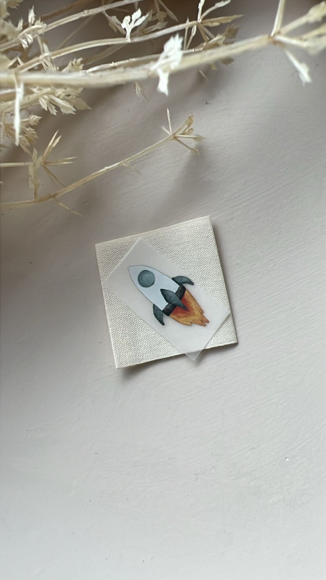 Bügelbild Rakete KF 100-0057 3cm hoch+ Baumwolllabel 10-2.1