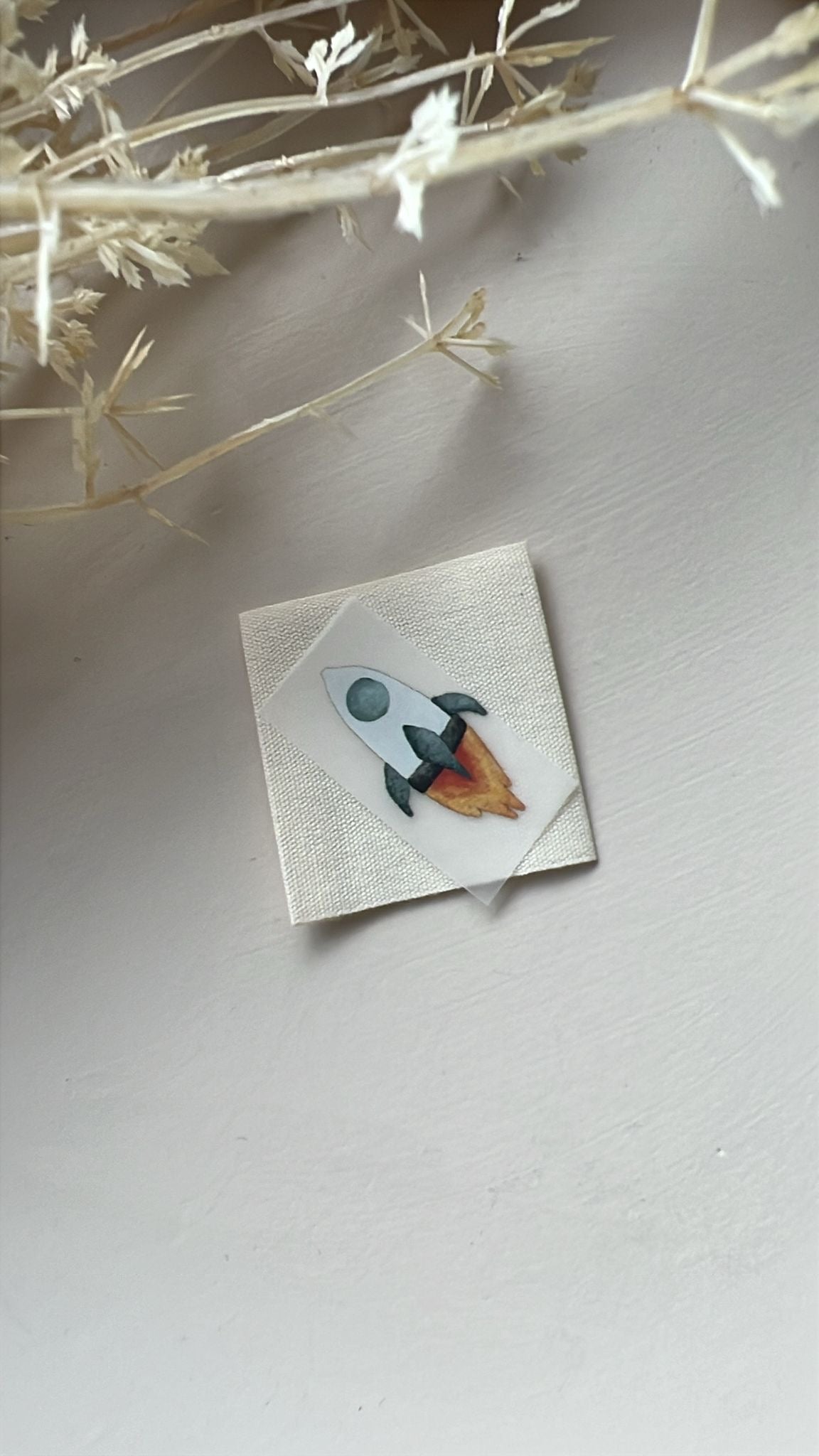 Bügelbild Rakete KF 100-0057 3cm hoch+ Baumwolllabel 10-2.1