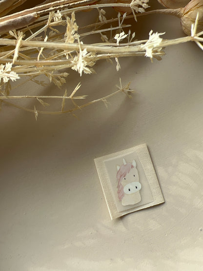 Bügelbild Einhornkopf beige KF 100-0030 3cm hoch+ Baumwolllabel 11-3.3