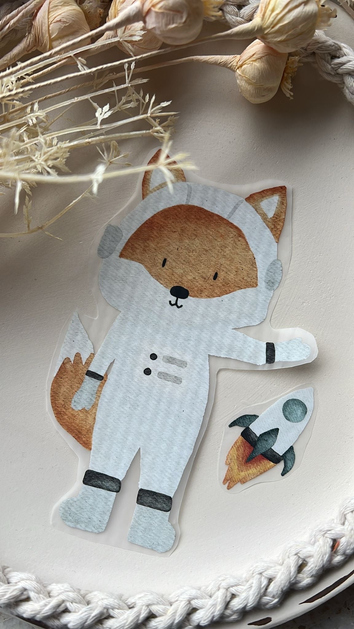 Bügelbild Fuchs mit Rakete KF 100-0046 17cm hoch