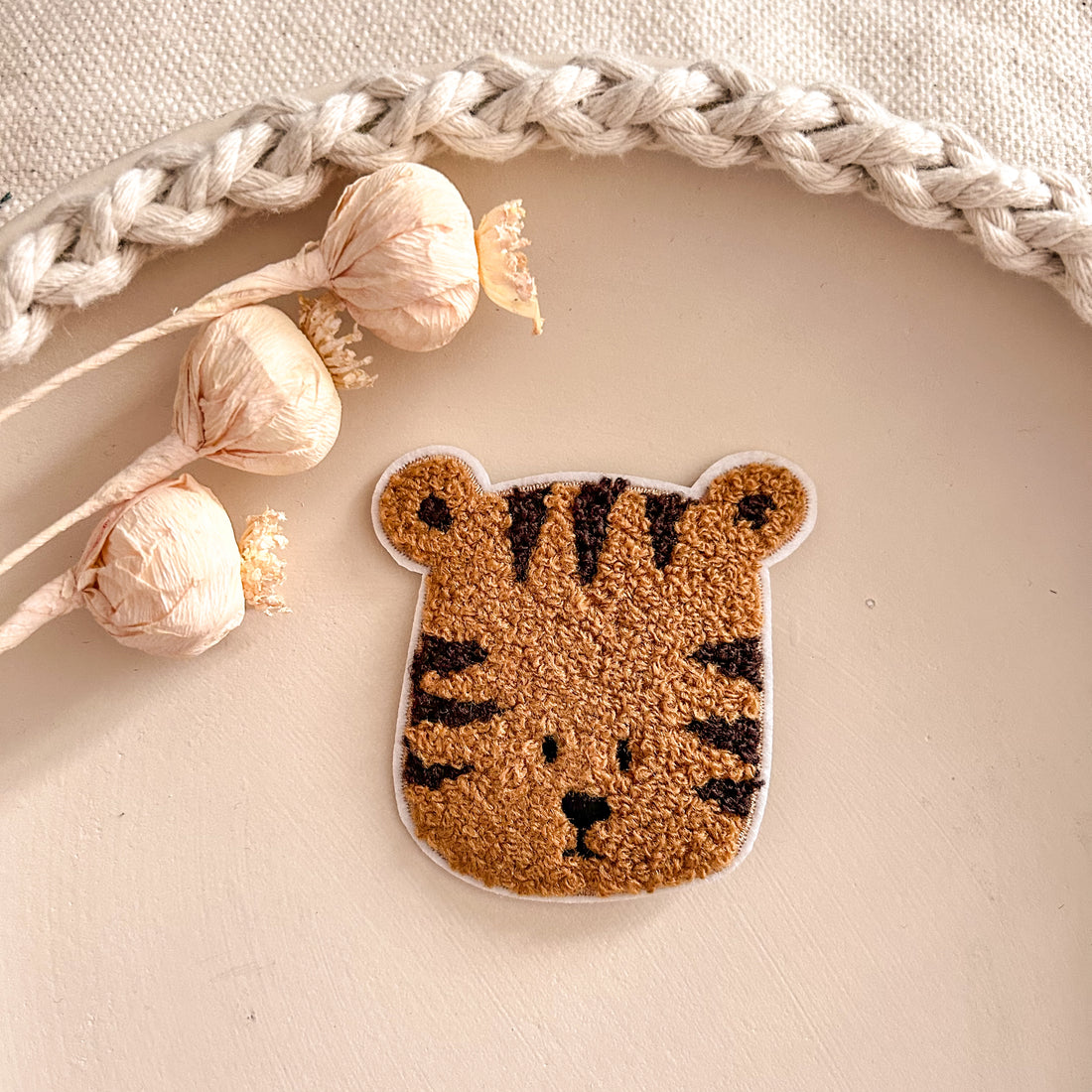 Chenillepatch Tigerkopf caramel Michelkids Höhe 7cm (zum Aufbügeln) 3100-0003 30-1