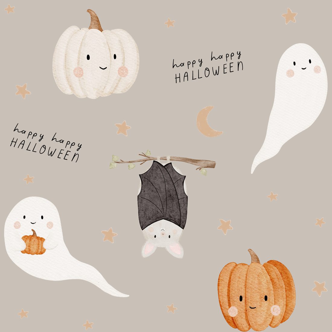 0.5m Lagerware Happy Halloween Taupe Hejhanni 25-0037