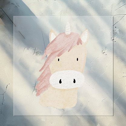 Bügelbild Einhornkopf beige KF 100-0030 3cm hoch+ Baumwolllabel 11-3.3