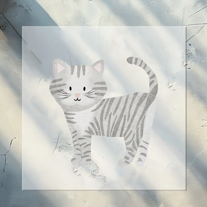 Bügelbild Katze grau gestreift KF 100-0024-1 3cm breit+ Baumwolllabel 4-1.1