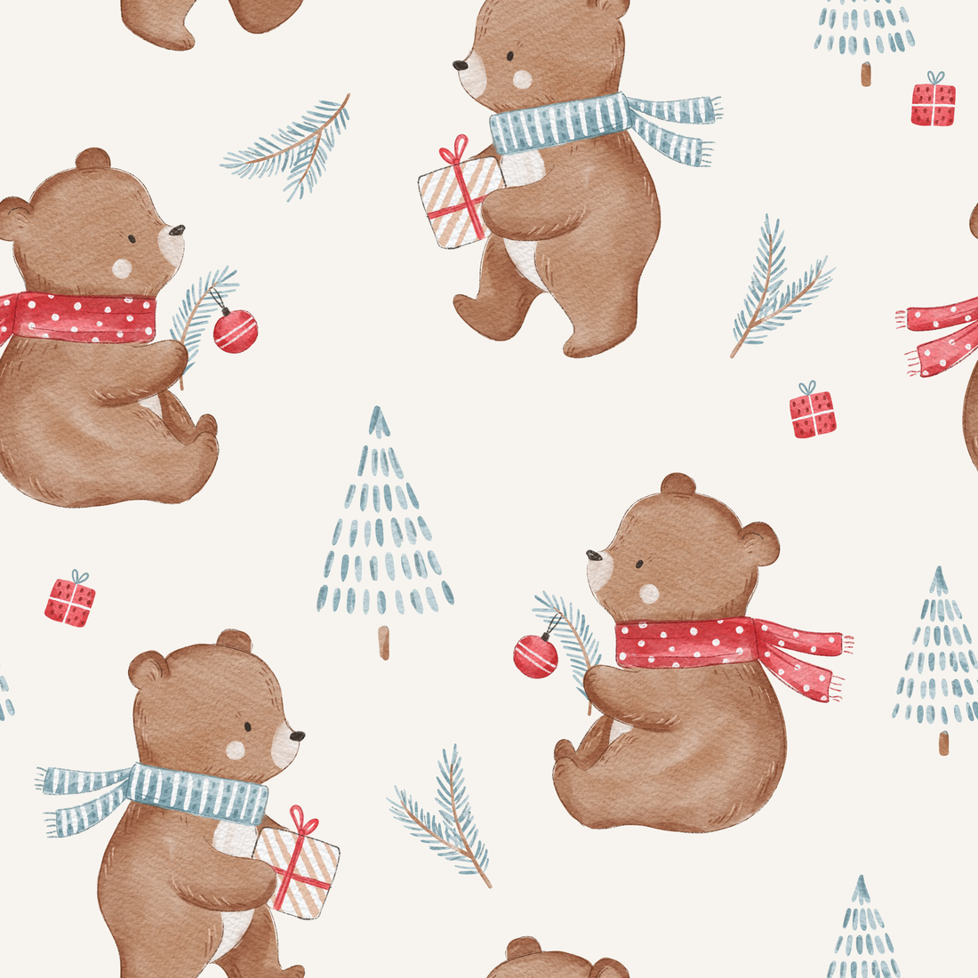 0.5m Vorbestellung Bärenweihnacht Beige Olena Illustration 26-0051