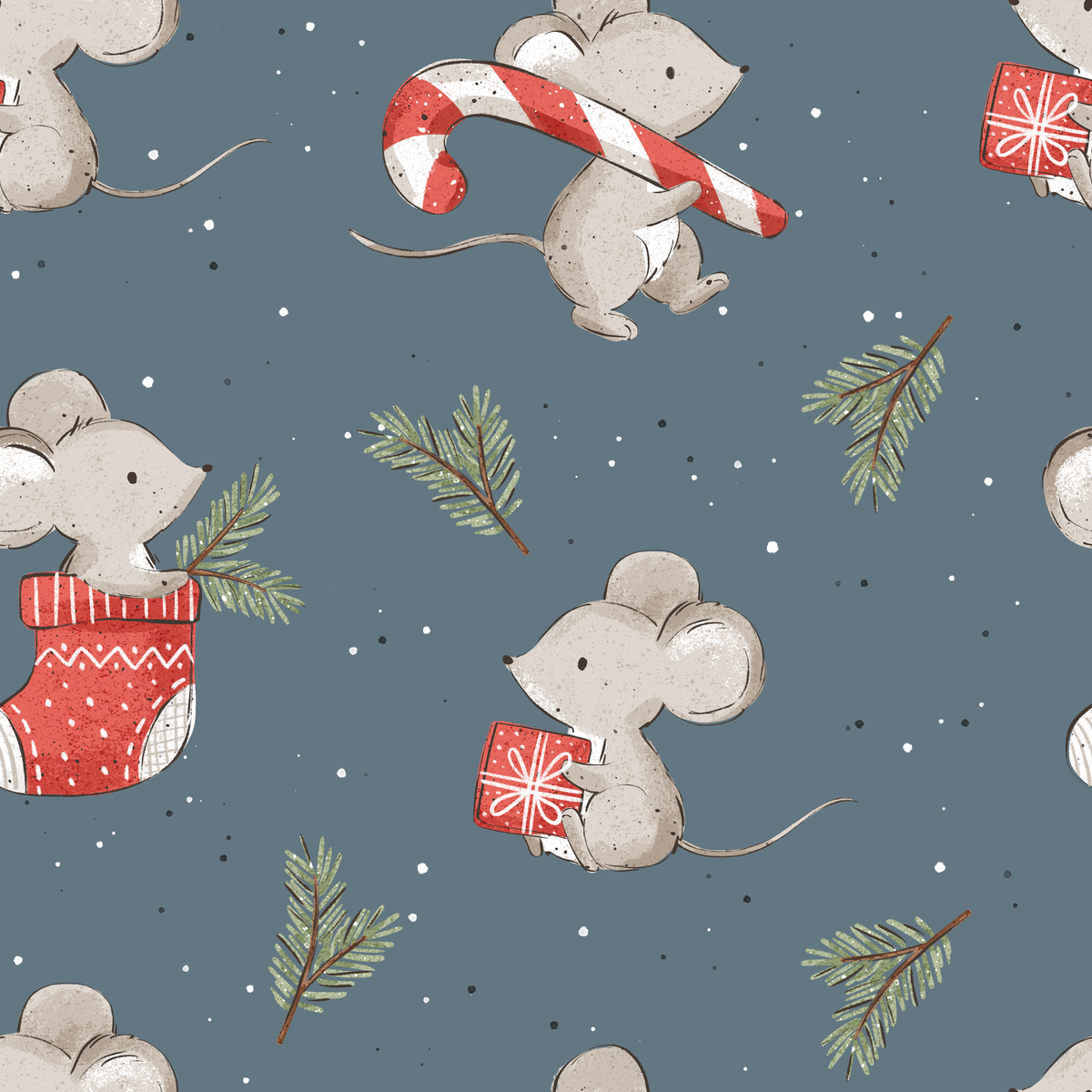 0.5m Vorbestellung Weihnachtsmaus Blau Olena Illustration 26-0045
