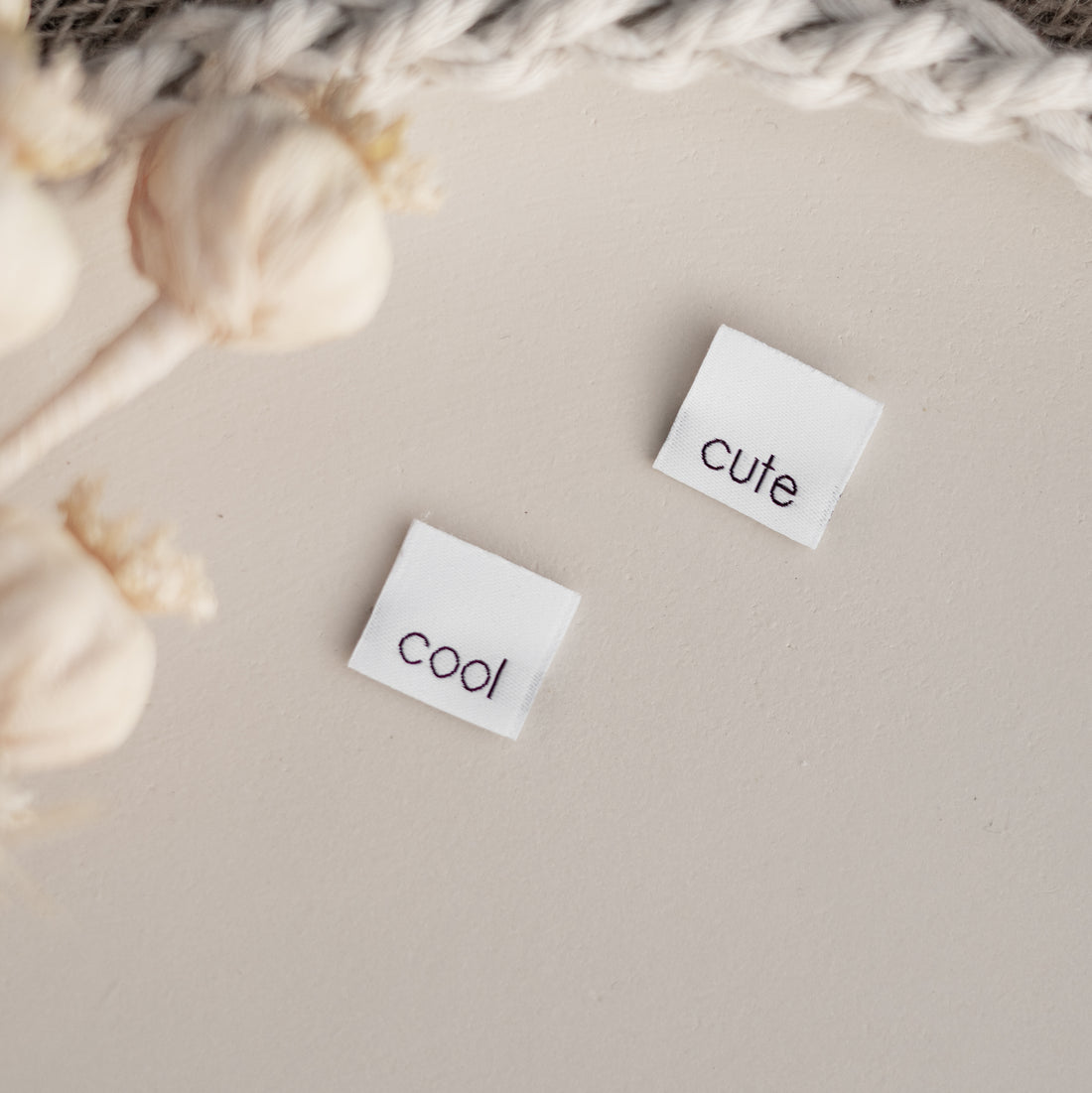 1 Set (5 Stück) doppelseitiges Weblabel cool - cute 1500-0011 16-7.3/7.4