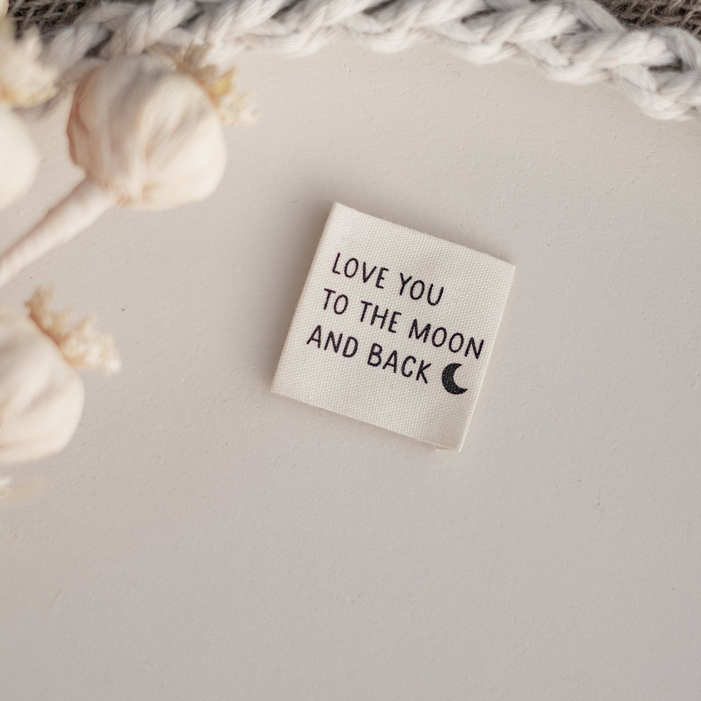 1 Set (5 Stück) Baumwolllabel Love you to the moon and back 1600-0017 25-2.3