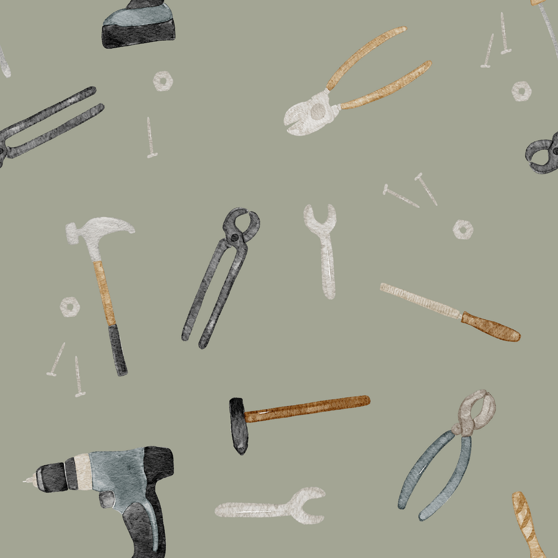 0.5m Lagerware  French Terry Kleiner Handwerker sage hejhanni 21-0062-5