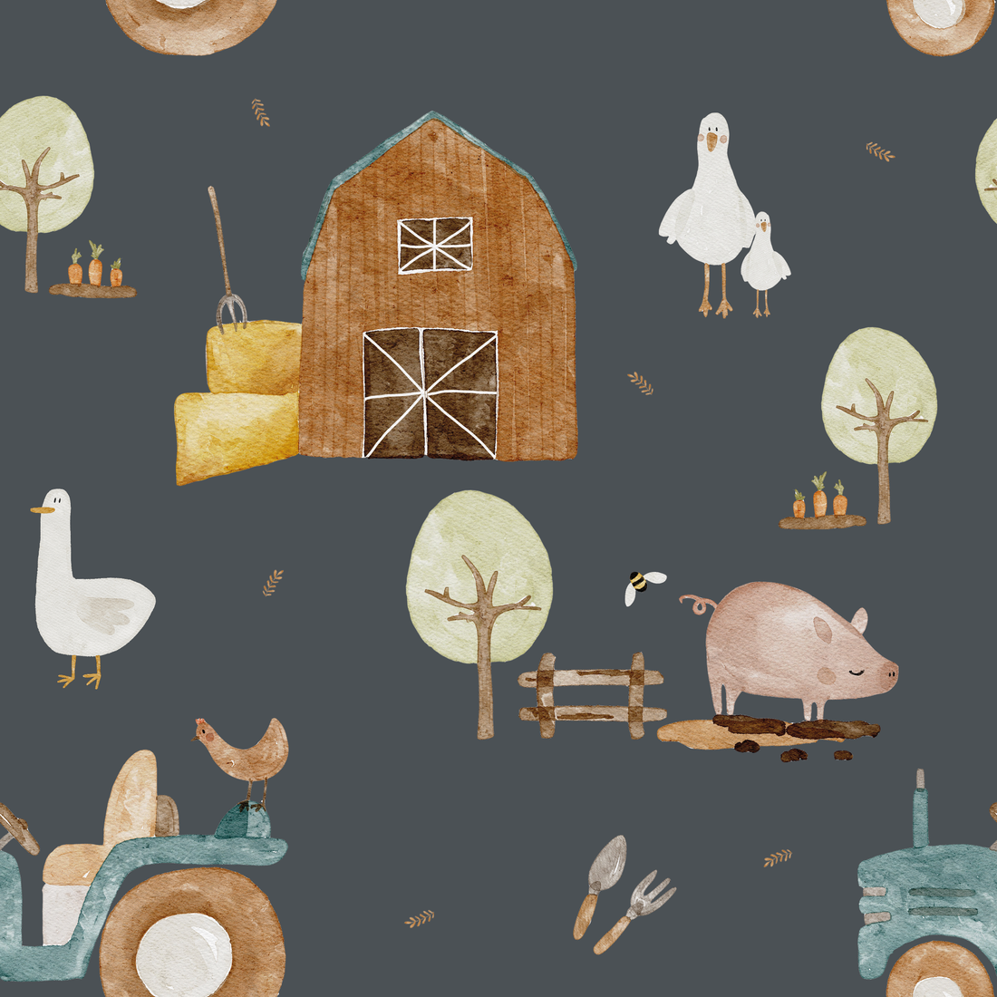 0.5m Lagerware Auf dem Bauernhof smoky Hejhanni 21-0064-8