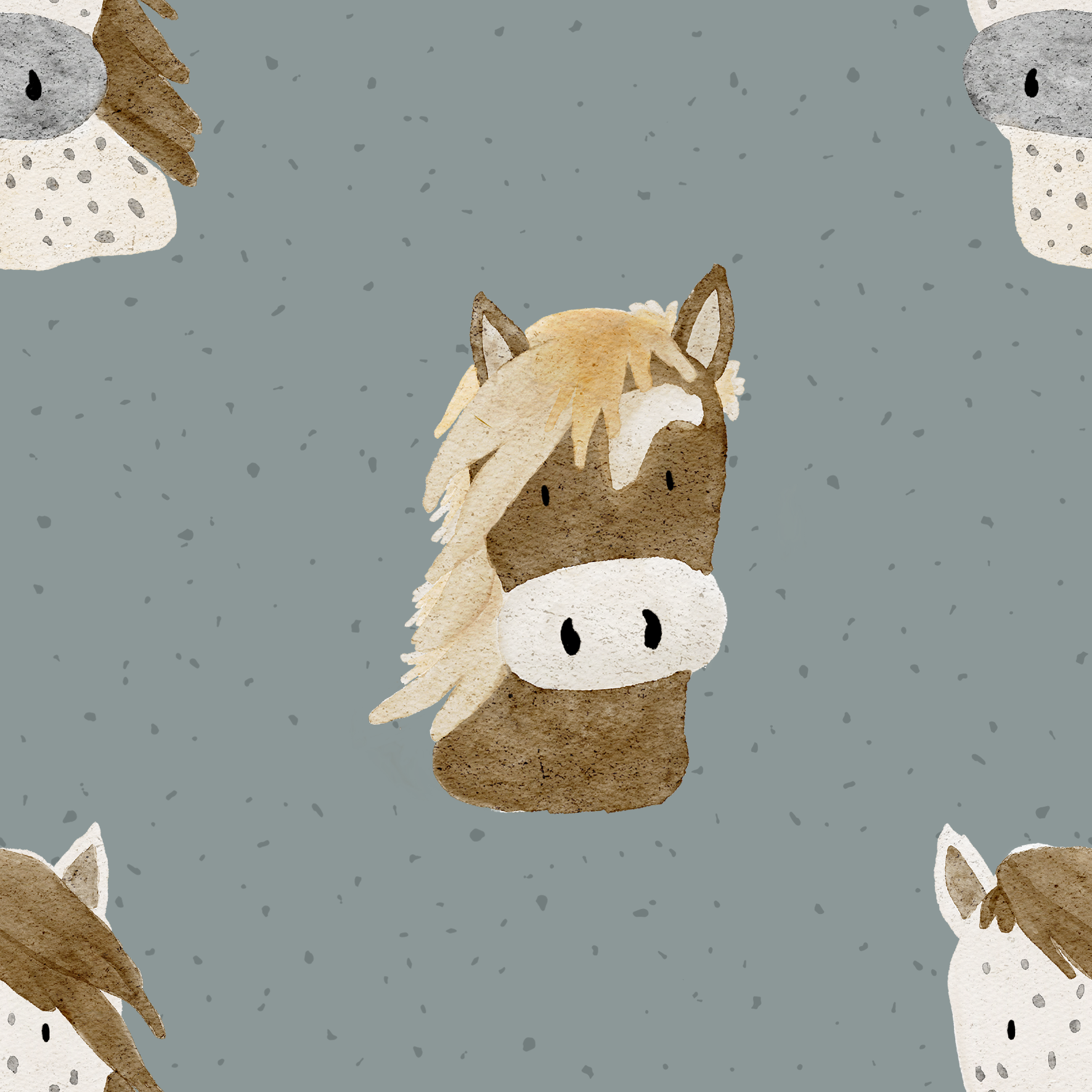 0.5m Lagerware Das Leben ist ein Ponyhof blau kf 23-0064-1