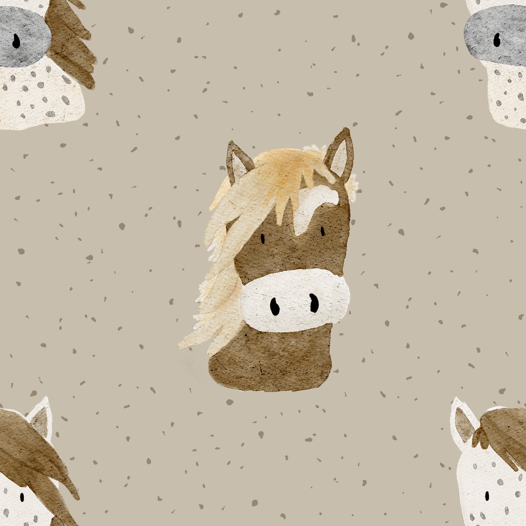 0.5m Lagerware Das Leben ist ein Ponyhof beige kf 23-0064