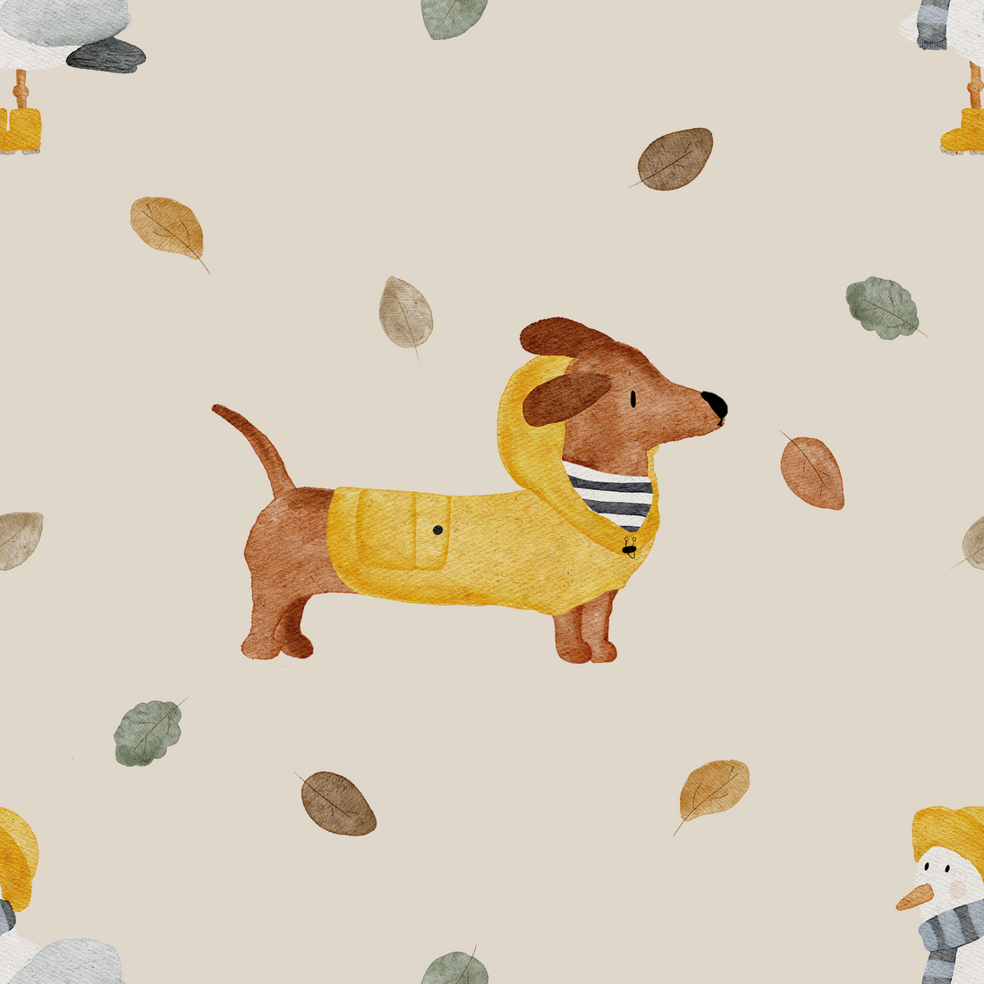 0.5m Lagerware French Terry An der Nordsee Sand Kollege Frechdachs 23-0078